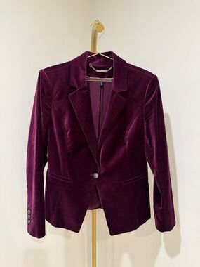 White House Black Market Velvet Blazer in Plum